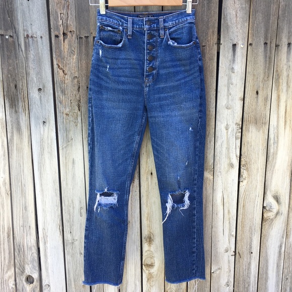 Abercrombie & Fitch Ultra High Rise Mom Jean Distressed Blue 00 - Picture 16 of 16